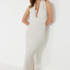 Trendyol Ecru Maxi Woven Back Low-cut Linen Blended Beach Dress