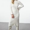 Trendyol Ecru Midi Knitwear Boucle Dress