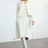 Trendyol Ecru Midi Knitwear Jacket Look Cardigan-Dress Set