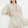 Trendyol Ecru Mini Woven Lace Detailed 100% Cotton Beach Dress
