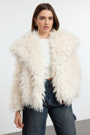 Trendyol Ecru Oversize Molded Für Coat