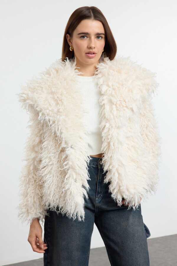 Trendyol Ecru Oversize Molded Für Coat