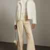 Trendyol Ecru Oversize Quilted Detail Plush Coat