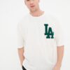 Trendyol Ecru Oversize Suzene City Embroidered 100% Cotton T-Shirt