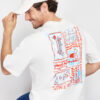 Trendyol Ecru Oversize/Wide Cut 100% Back Printed Short Sleeve T-Shirt