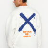Trendyol Ecru Oversize/Wide Cut Geometric Back Printed Sweatshirt
