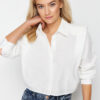 Trendyol Ecru Padded Sleeves Stone Crop Woven Shirt