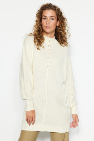 Trendyol Ecru Pearl gombos kötöttáru pulóver Trendyol Ecru Pearl gombos kötöttáru pulóver