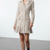Trendyol Ecru Plaid / Checkered Woven Dress