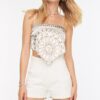 Trendyol Ecru Pocket Detailed High Waist Denim Shorts