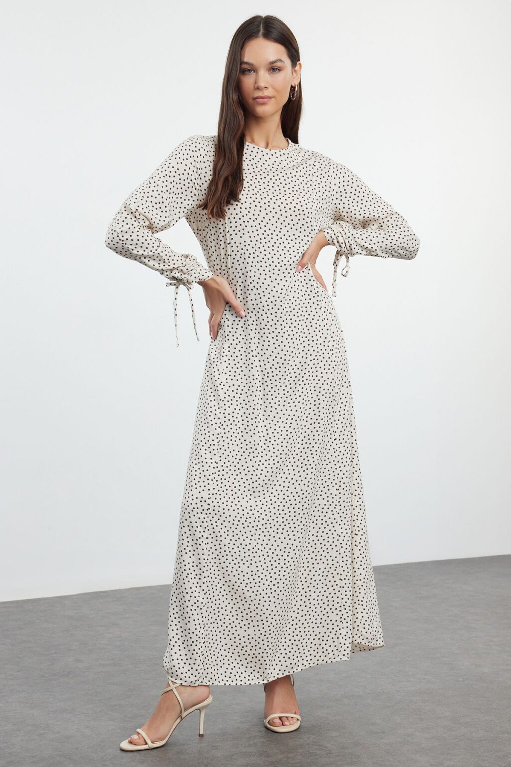 Trendyol Ecru Polka Dot Patterned Woven Dress