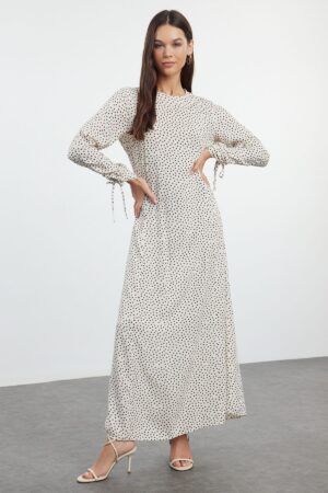 Trendyol Ecru Polka Dot Patterned Woven Dress