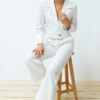 Trendyol Ecru Regular Crop Striped Woven Blazer Jacket