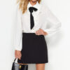 Trendyol Ecru Removable Bow Regular Fit Woven Shirt