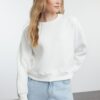 Trendyol Ecru Ribbed Detailed Crew Neck Regular/Normal Pattern Knitted Sweatshirt