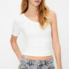 Trendyol Ecru Single Sleeve Fitted Ribbed Cotton Stretch Knit Blouse