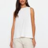 Trendyol Ecru Sleeveless Regular/Normal Fit Crew Neck Crepe Knitted Blouse