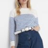 Trendyol Ecru Soft Textured Striped Knitwear Sweater
