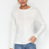 Trendyol Ecru Stitching Detailed Crew Neck Slim Fit Knitted T-Shirt