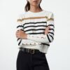 Trendyol Ecru Striped Knitwear Sweater