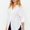Trendyol Ecru Striped Oversize Wide Pattern Textured Woven Shirt
