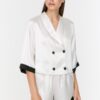 Trendyol Ecru Striped Satin Shirt-Shorts Woven Pajama Set with Shorts