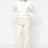 Trendyol Ecru Thick Fleece Parachute Hooded Relaxed Cut Crop Knitted Sweatshirt