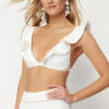 Trendyol Ecru Triangle Frilly Bikini Top