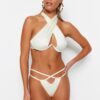 Trendyol Ecru Tunnel magas lábú bikini alsó