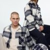 Trendyol Ecru Unisex Oversize Fit Winter Plaid Lumberjack Shirt Jacket