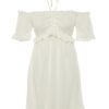 Trendyol Ecru Waist Opening Mini Woven Lined Frilly Woven Dress