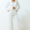 Trendyol Ecru Wide Leg/Wide Leg Striped Woven Trousers