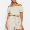Trendyol Ecru Woven Blouse Short Set