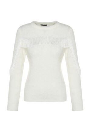 Trendyol Ecru puha textúrájú bojt részlet kötöttáru pulóver