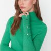Trendyol Emerald Crop prémium fonal / Speciális fonal alap kötöttáru pulóver