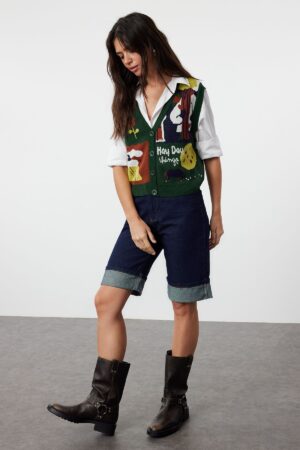 Trendyol Emerald Green Buttoned Knit Vest Trendyol Emerald Green Buttoned Knit Vest