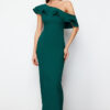 Trendyol Emerald Green Flounce Detailed Woven Elegant Evening Dress