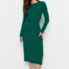 Trendyol Emerald Green Midi kötöttáru ruha