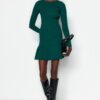 Trendyol Emerald Green Mini kötöttáru Crew nyakú ruha