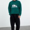 Trendyol Emerald Green Oversize/Wide Cut Embroidered Fleece/Warm Sweatshirt