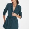 Trendyol Emerald Green Regular Lined Tie-Up Woven Blazer Jacket