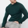 Trendyol Emerald Green Slim Fit Slim Cut Half Turtleneck Raglan Sleeve Plain Basic Knitwear Sweater