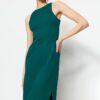Trendyol Emerald Green Straight Cut Crew Neck Midi Pencil Skirt Woven Dress