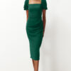 Trendyol Emerald Green Waist Detailed Fitted Woven Dress