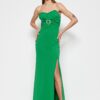 Trendyol Emerald Green bélelt kötött kiegészítő hosszú estélyi ruha