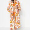 Trendyol Ethnic Pattern Belted Maxi-Weave 100% Cotton Kimono & Kaftan