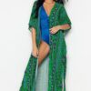 Trendyol Ethnic Patterned Belted Maxi Woven Kimono&Kaftan
