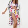Trendyol Ethnic Patterned Belted Midi Woven 100% Cotton Beach Kimono&Caftan