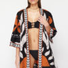 Trendyol Ethnic Patterned Belted Mini Woven 100% Cotton Beach Kimono&Caftan