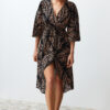 Trendyol Ethnic Patterned Midi Woven Flounce 100% Cotton Beach Dress